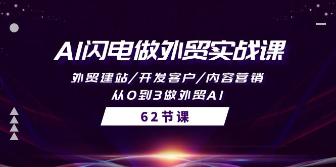 AI闪电做外贸实战课，外贸建站开发客户和内容营销，从头开始做外贸AI