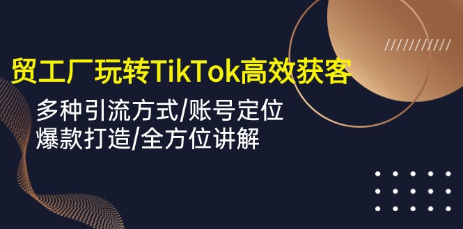 外贸工厂轻松玩TikTok高效率拓客，多种多样推广方式/内容创作/爆款打造/多方位解读