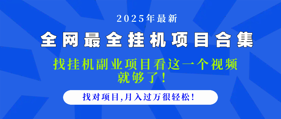 2025最全挂机项目合集 找项目看这一个视频就够了，做对项目月入过万很&amp;#8230;