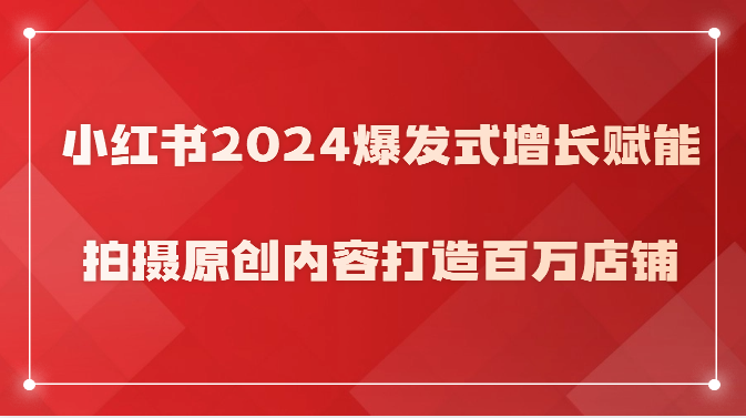 小红书的2024井喷式增长创变，拍照优质内容打造出上百万店面！