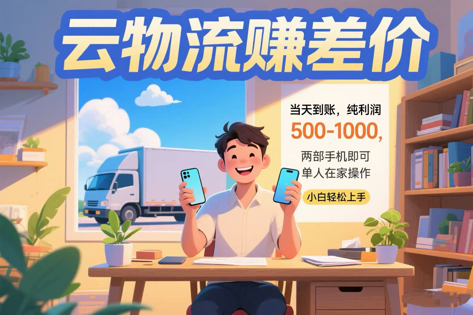 云物流赚差价 当天到账纯利润500-1000 两部手机即可 可单人在家操作 小&amp;#8230;